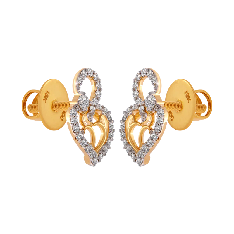 18KT (750) Yellow Gold And Diamond Clip-on Earrings For Women