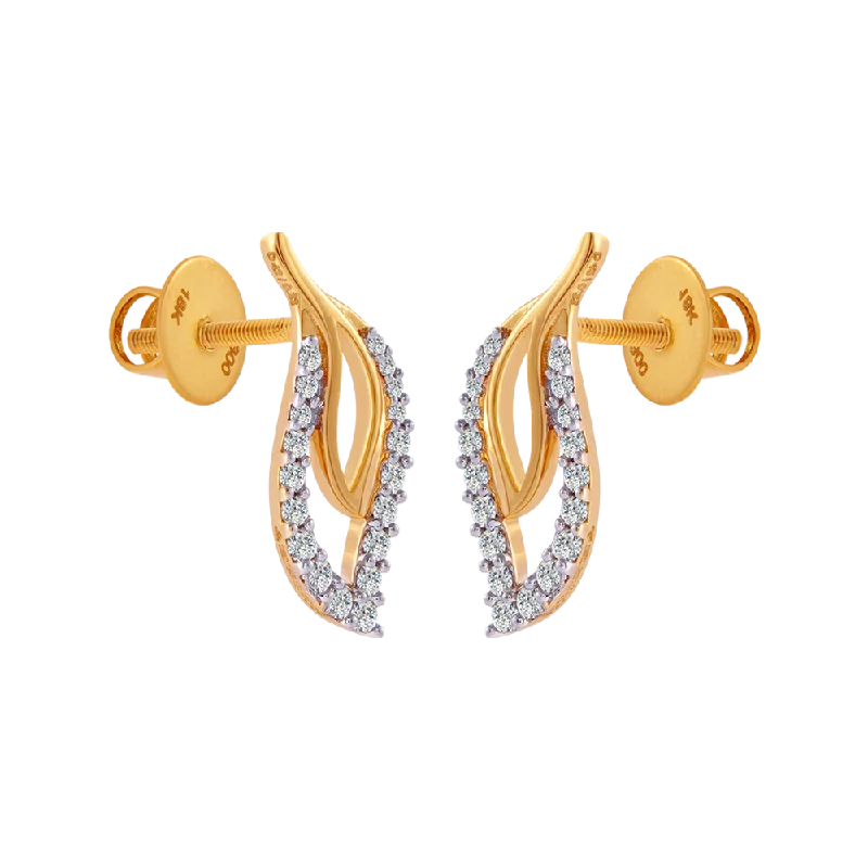 18KT (750) Yellow Gold And Diamond Clip-on Earrings For Women