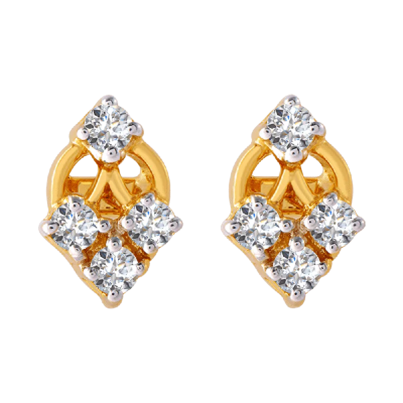 18KT (750) Yellow Gold And Diamond Clip-on Earrings For Women