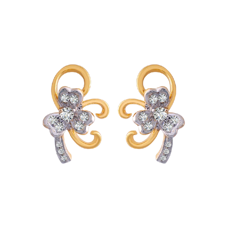 18KT (750) Yellow Gold And Diamond Clip-on Earrings For Women