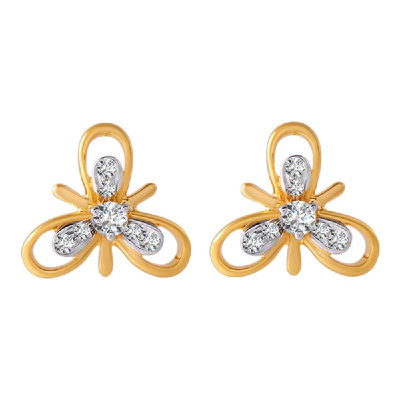 18KT (750) Yellow Gold And Diamond Clip-on Earrings For Women