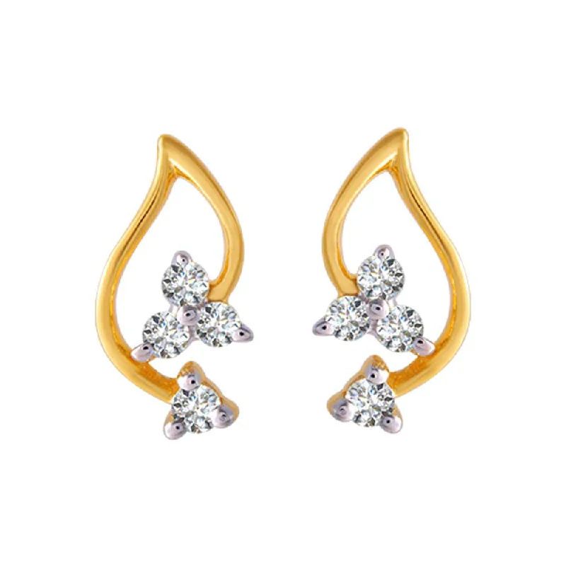 18KT (750) Yellow Gold And Diamond Clip-on Earrings For Women