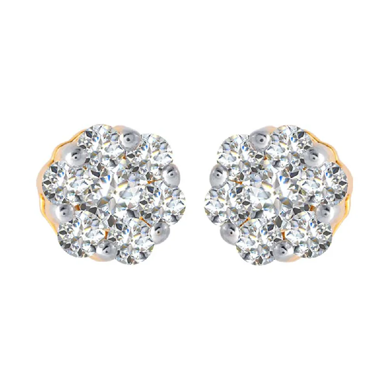 18KT (750) Yellow Gold And Diamond Clip-on Earrings For Women