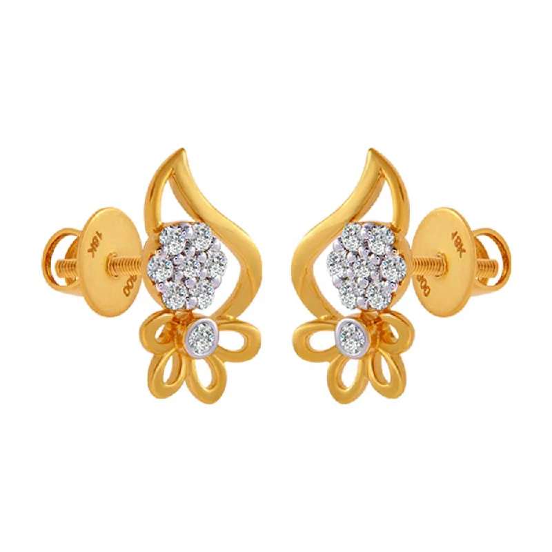 18KT (750) Yellow Gold And Diamond Clip-on Earrings For Women