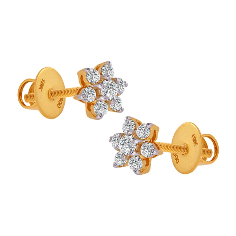 18KT (750) Yellow Gold And Diamond Clip-on Earrings For Women