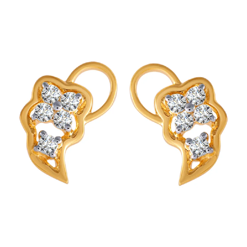 18KT (750) Yellow Gold And Diamond Clip-on Earrings For Women