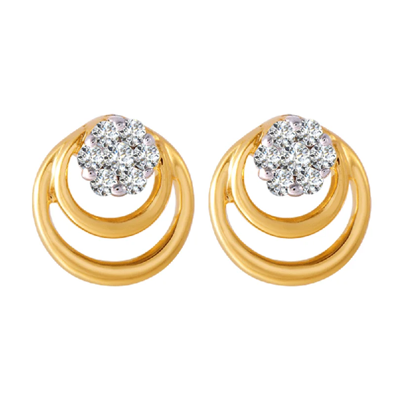 18KT (750) Yellow Gold And Diamond Clip-on Earrings For Women