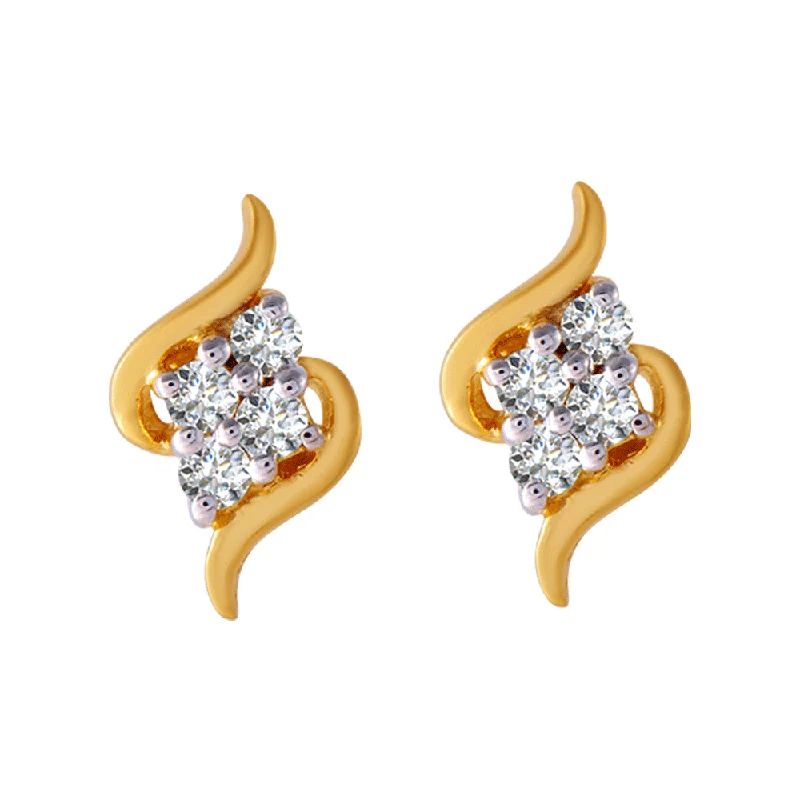 18KT (750) Yellow Gold And Diamond Clip-on Earrings For Women