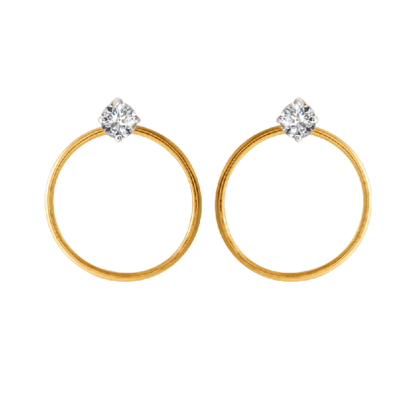 18KT (750) Yellow Gold And Diamond Clip-on Earrings For Women