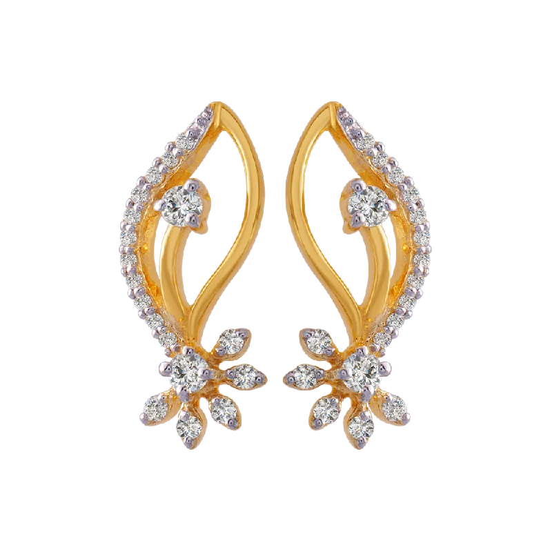 18KT (750) Yellow Gold And Diamond Clip-on Earrings For Women