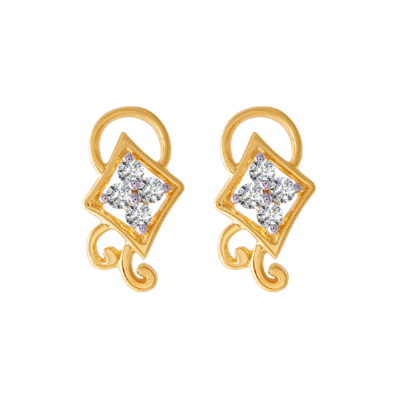 18KT (750) Yellow Gold And Diamond Clip-on Earrings For Women