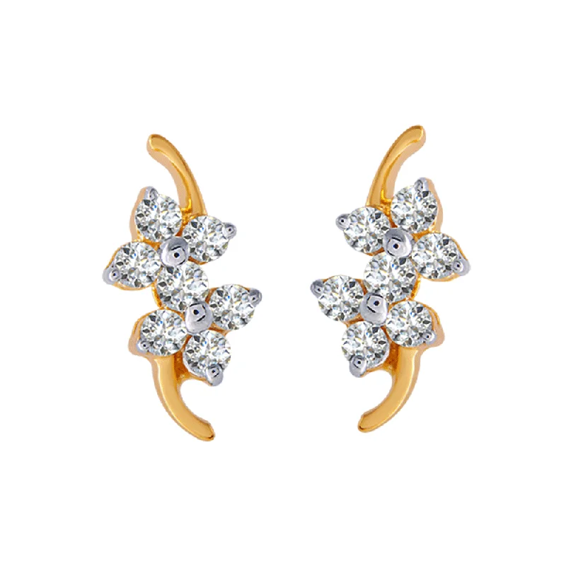 18KT (750) Yellow Gold And Diamond Clip-on Earrings For Women