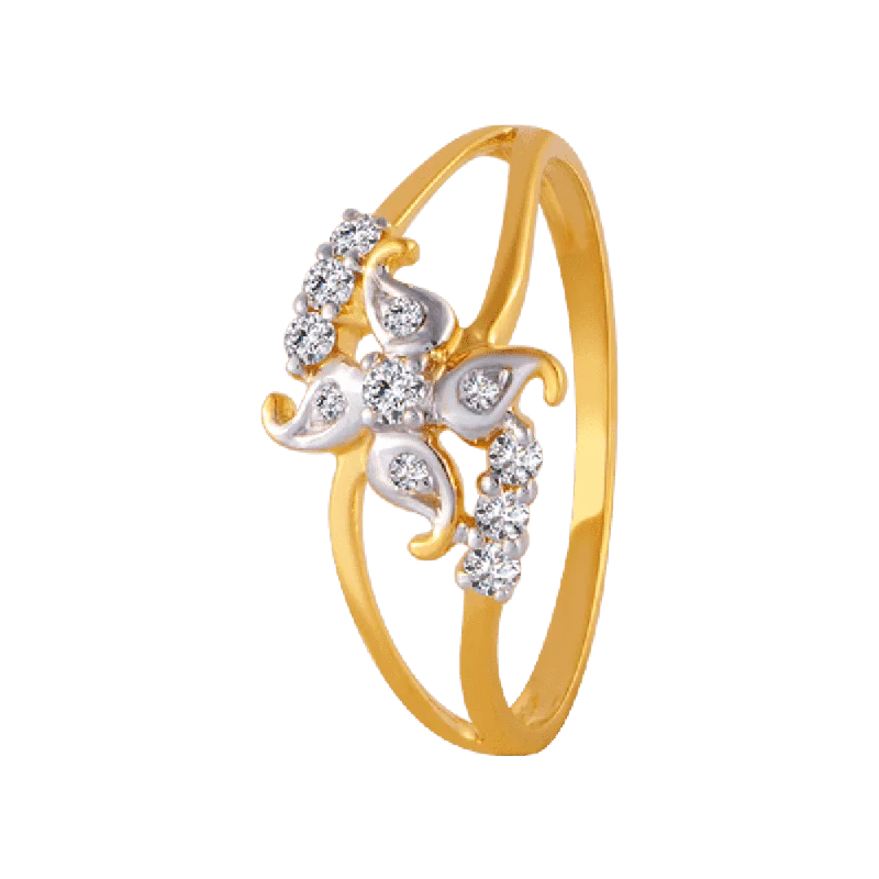 18KT (750) Yellow Gold And Diamond Ring For Women