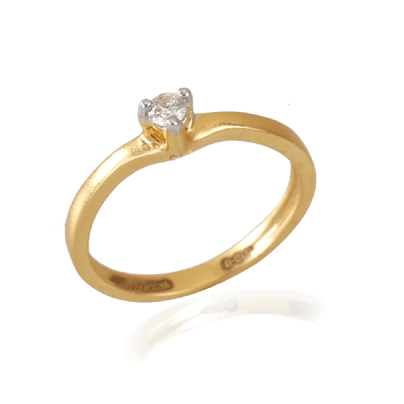 18KT (750) Yellow Gold And Diamond Ring For Women