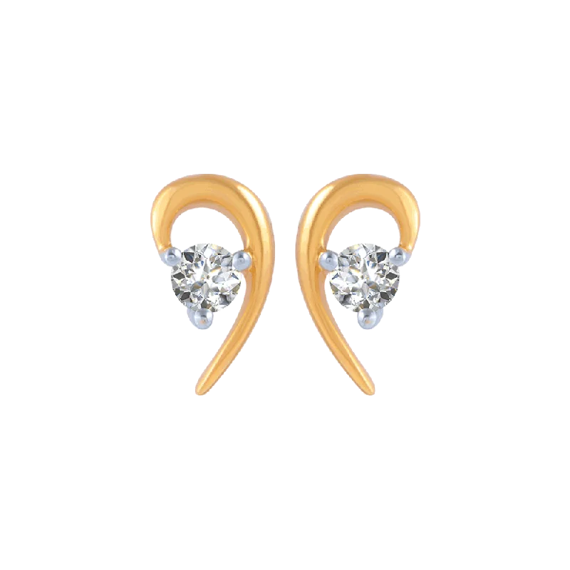 18KT (750) Yellow Gold And Diamond Stud Earrings For Women