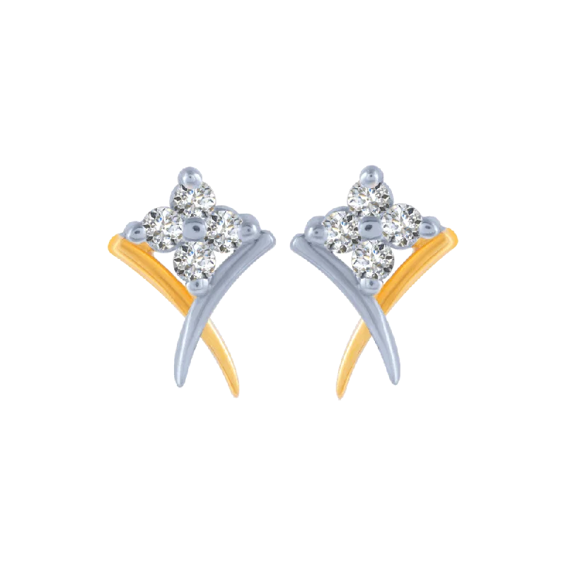 18KT (750) Yellow Gold And Diamond Stud Earrings For Women