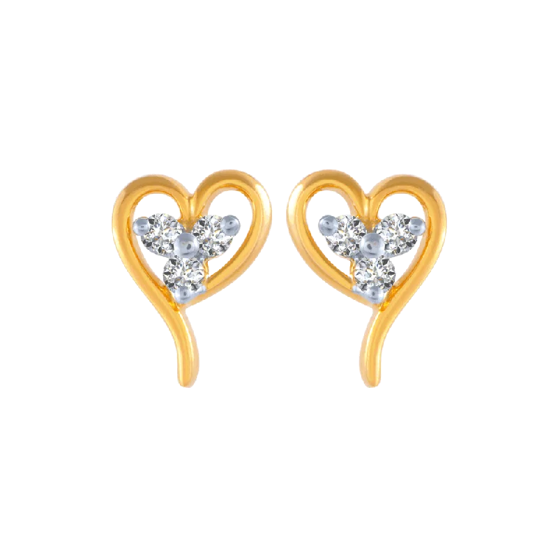 18KT (750) Yellow Gold And Diamond Stud Earrings For Women