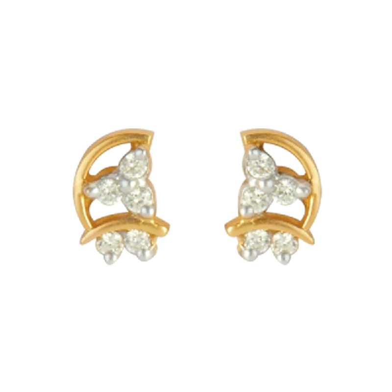 18KT (750) Yellow Gold And Diamond Stud Earrings For Women