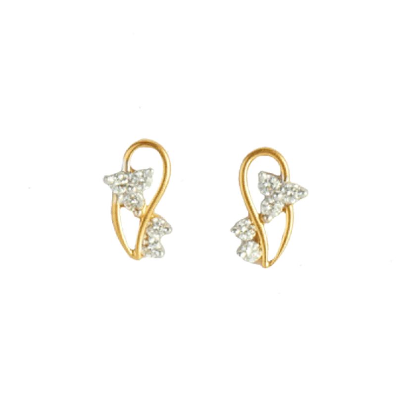 18KT (750) Yellow Gold And Diamond Stud Earrings For Women