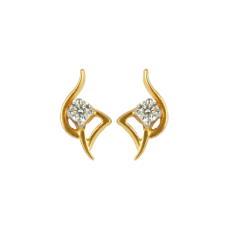 18KT (750) Yellow Gold And Diamond Stud Earrings For Women