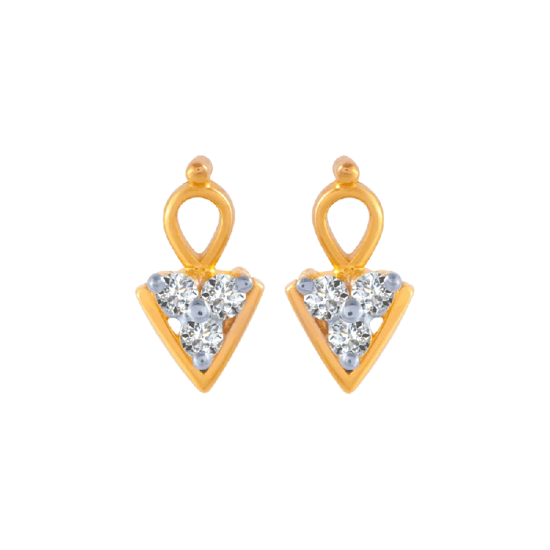 18KT (750) Yellow Gold And Diamond Stud Earrings For Women