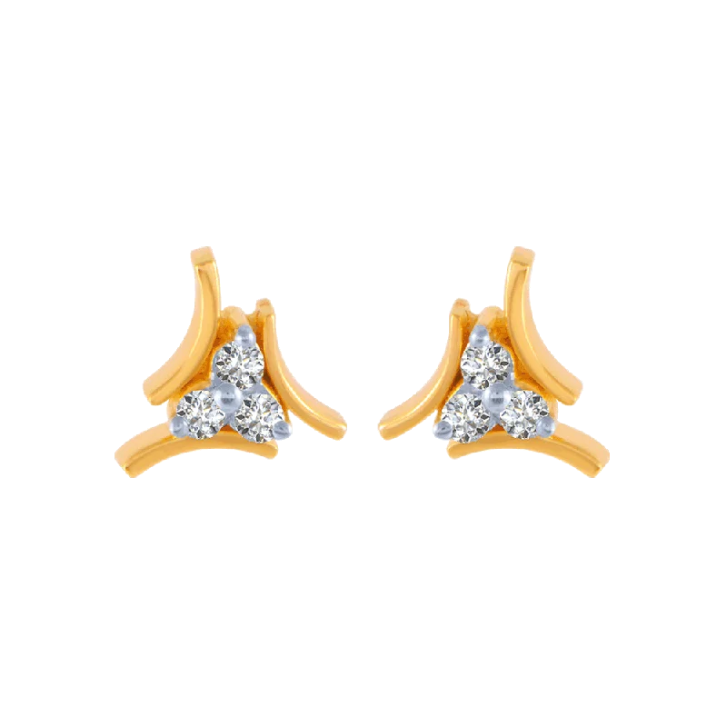 18KT (750) Yellow Gold And Diamond Stud Earrings For Women