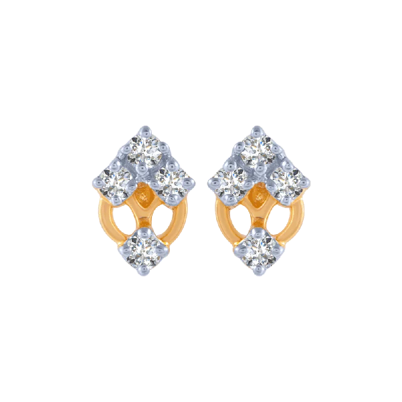 18KT (750) Yellow Gold And Diamond Stud Earrings For Women