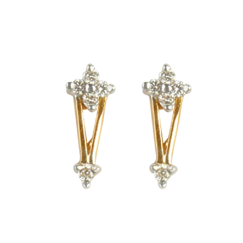 18KT (750) Yellow Gold And Diamond Stud Earrings For Women