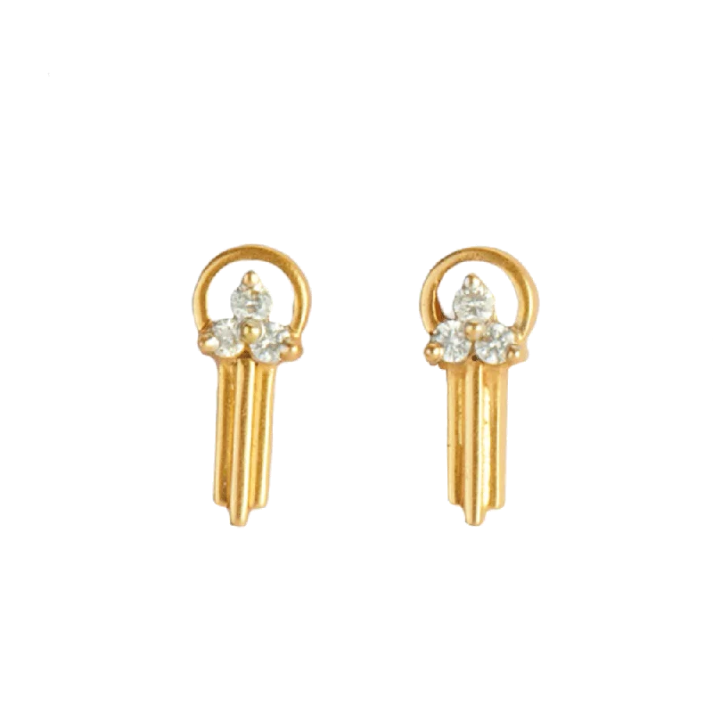 18KT (750) Yellow Gold And Diamond Stud Earrings For Women