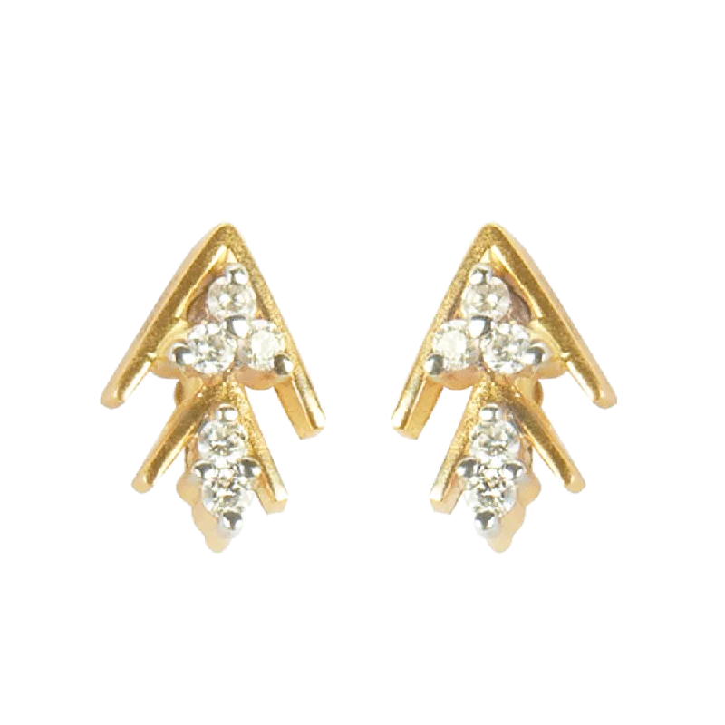 18KT (750) Yellow Gold And Diamond Stud Earrings For Women