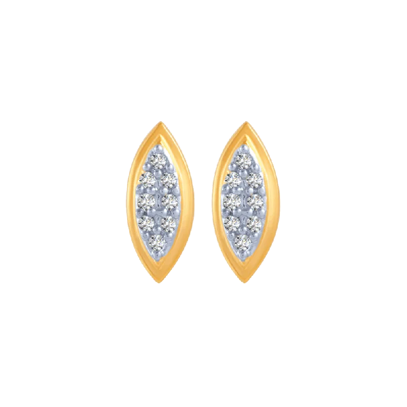 18KT (750) Yellow Gold And Diamond Stud Earrings For Women