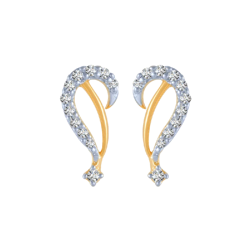 18KT (750) Yellow Gold And Diamond Stud Earrings For Women