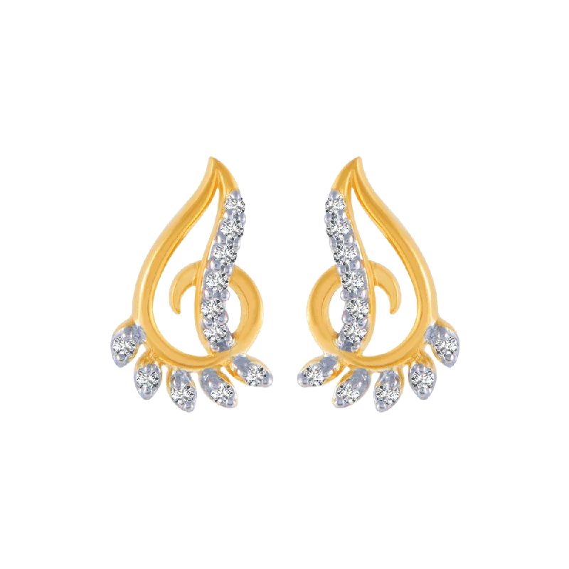 18KT (750) Yellow Gold And Diamond Stud Earrings For Women