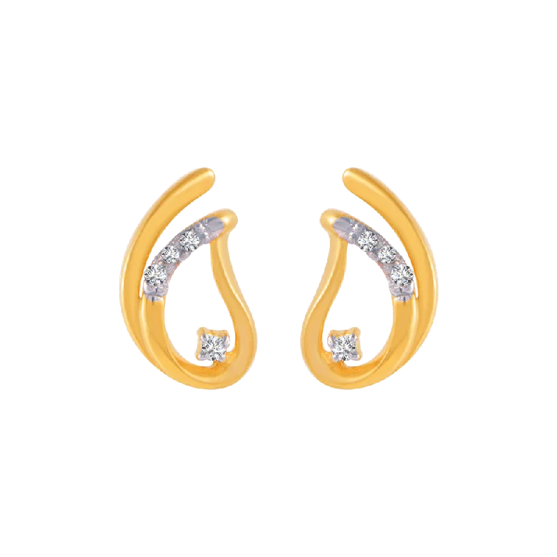 18KT (750) Yellow Gold And Diamond Stud Earrings For Women