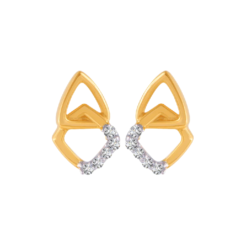 18KT (750) Yellow Gold And Diamond Stud Earrings For Women