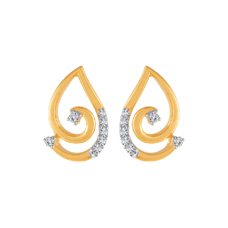 18KT (750) Yellow Gold And Diamond Stud Earrings For Women