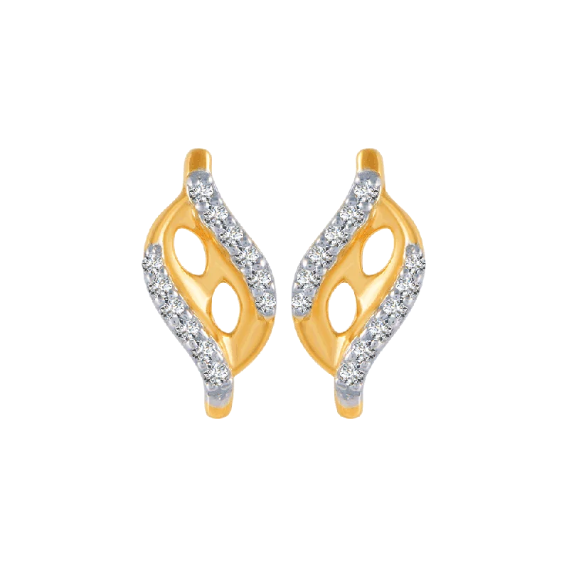 18KT (750) Yellow Gold And Diamond Stud Earrings For Women