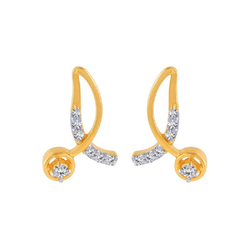 18KT (750) Yellow Gold And Diamond Stud Earrings For Women