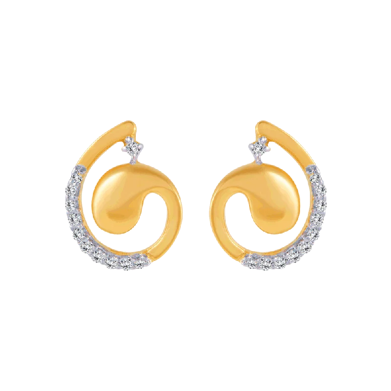 18KT (750) Yellow Gold And Diamond Stud Earrings For Women