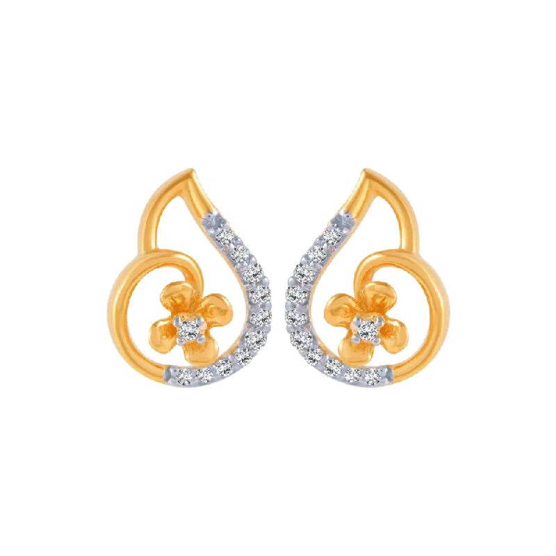 18KT (750) Yellow Gold And Diamond Stud Earrings For Women