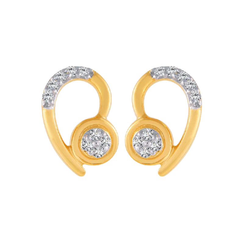 18KT (750) Yellow Gold And Diamond Stud Earrings For Women