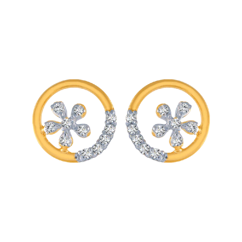 18KT (750) Yellow Gold And Diamond Stud Earrings For Women