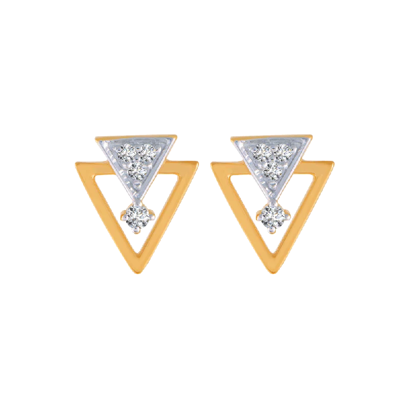 18KT (750) Yellow Gold And Diamond Stud Earrings For Women