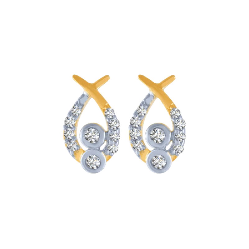 18KT (750) Yellow Gold And Diamond Stud Earrings For Women