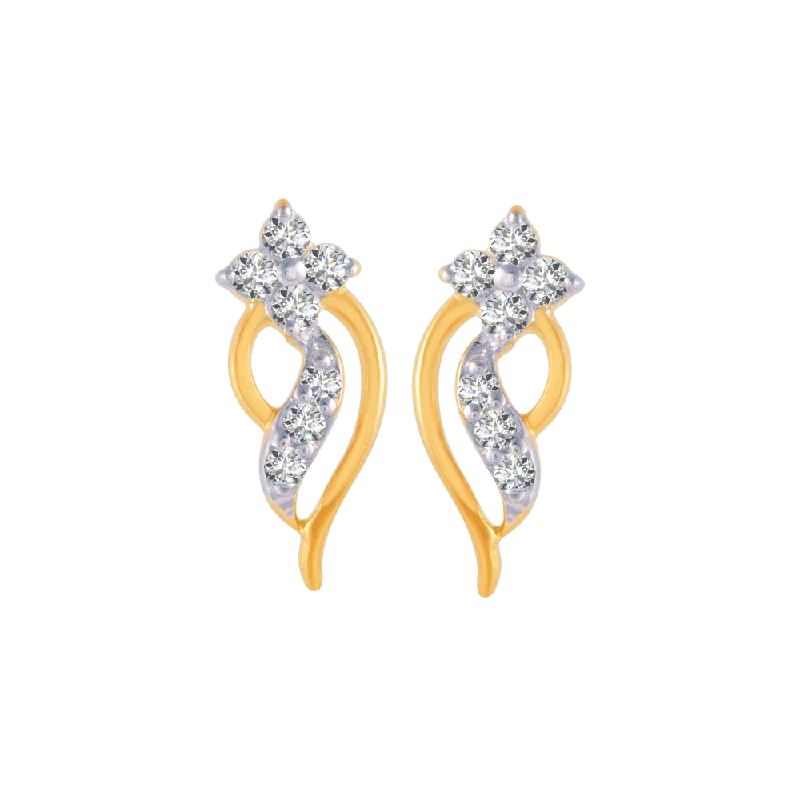 18KT (750) Yellow Gold And Diamond Stud Earrings For Women