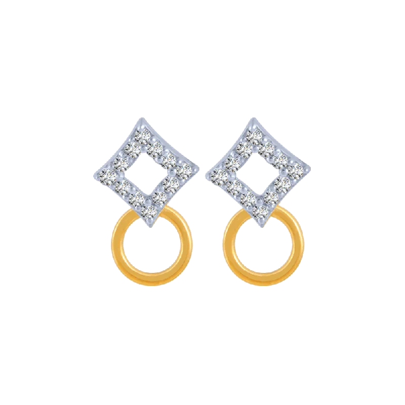 18KT (750) Yellow Gold And Diamond Stud Earrings For Women