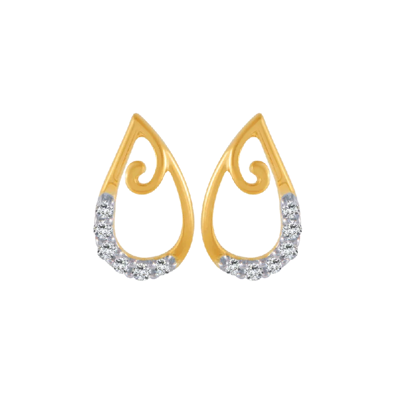 18KT (750) Yellow Gold And Diamond Stud Earrings For Women