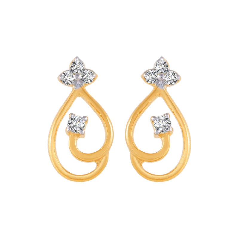 18KT (750) Yellow Gold And Diamond Stud Earrings For Women