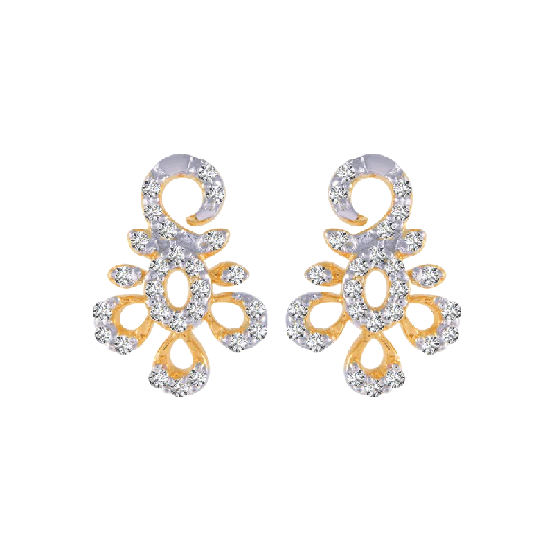 18KT (750) Yellow Gold And Diamond Stud Earrings For Women