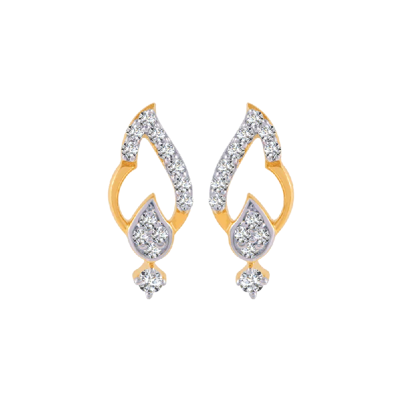 18KT (750) Yellow Gold And Diamond Stud Earrings For Women